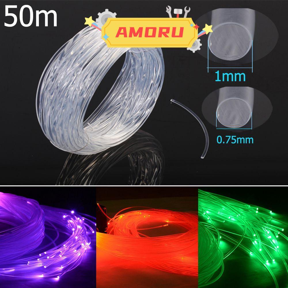 AMOR12U7 50mx0.75 มม./1.0 มม.สายไฟเบอร์ออปติก DIY ไฟ Led พลาสติก
