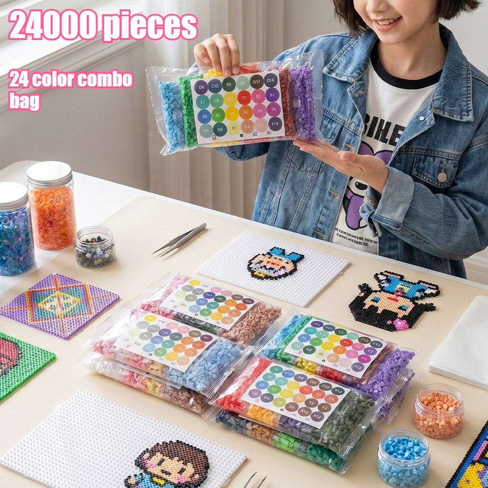 24000 ชิ้น ถั่วปั่น 24 สี รวมแพ็คเสริม 264 ถั่วปั่นสีเต็ม 2.6มม ขายส่งครบชุด