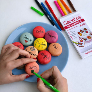 Kit Caneta Comestivel Colorido 5 peças Para Confeitaria e Decoração de Bolos e Biscoitos