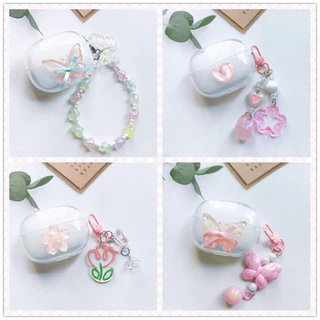 สําหรับ UGREEN HiTune S3 S5 S8 กรณี ClipBuds Pro / T3 Pro / T6 T6S / H5 H6Pro น่ารักผีเสื้อ Soft TPU ฝาครอบป้องกันโปร่งใสพร้อมจี้สีชมพู
