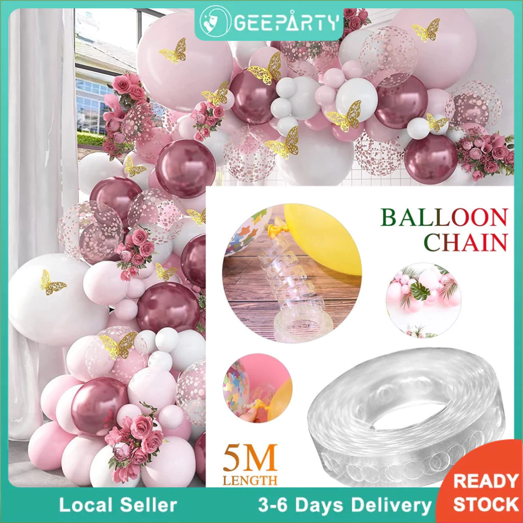 GeeParty โซ่ติดลูกโป่ง 5 เมตร อุปกรณ์จัดตกแต่งลูกโป่ง DIY สำหรับวันเกิด งานแต่ง
