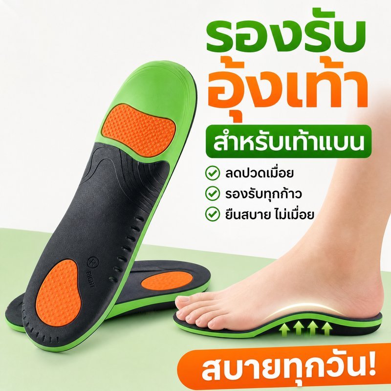 แผ่นรองเท้า เท้าแบน รองรับอุ้งเท้า พื้นรองเท้า EVA กันลื่น ซับแรงกระแทก ระบายอากาศ ใส่สบาย