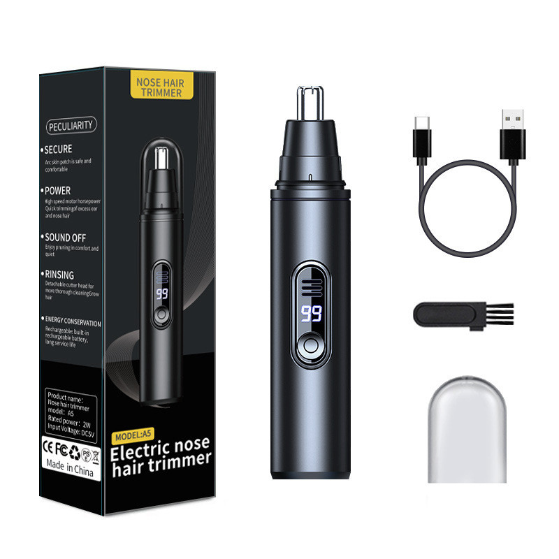 LED Nose Hair Repairer Electric Men Trimmer Spatula type-c Smart Portable
