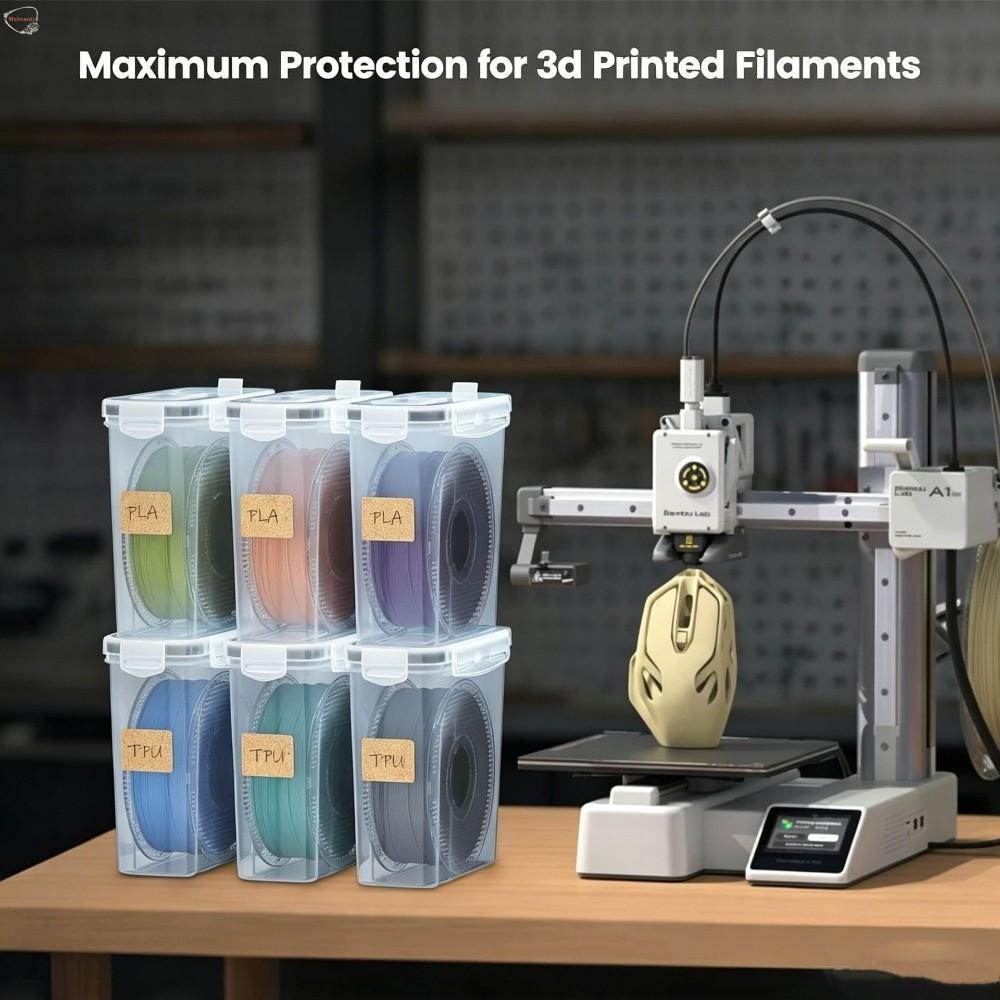 MXBEAUTY 4 ชิ้น 3D การพิมพ์เส้นใยคอนเทนเนอร์, Airtight กันฝุ่น 3D การพิมพ์ Filament กล่องเก็บ, แบบพกพาโปร่งใสกันน้ํา Filament กล่องแห้งป้องกัน