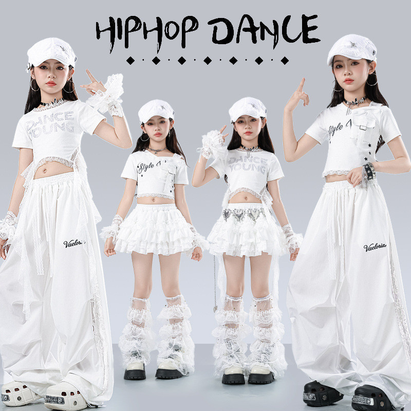 ชุดเต้นเด็กผู้หญิง ฮิปฮอป ชุดเต้นแจ๊ส ชุดเต้นเด็ก cover dance แดนเซอร์ ร้องเพลง ใส่เท่ๆ hip hop เอวลอยเด็กผู้หญิง โคฟเวอร์