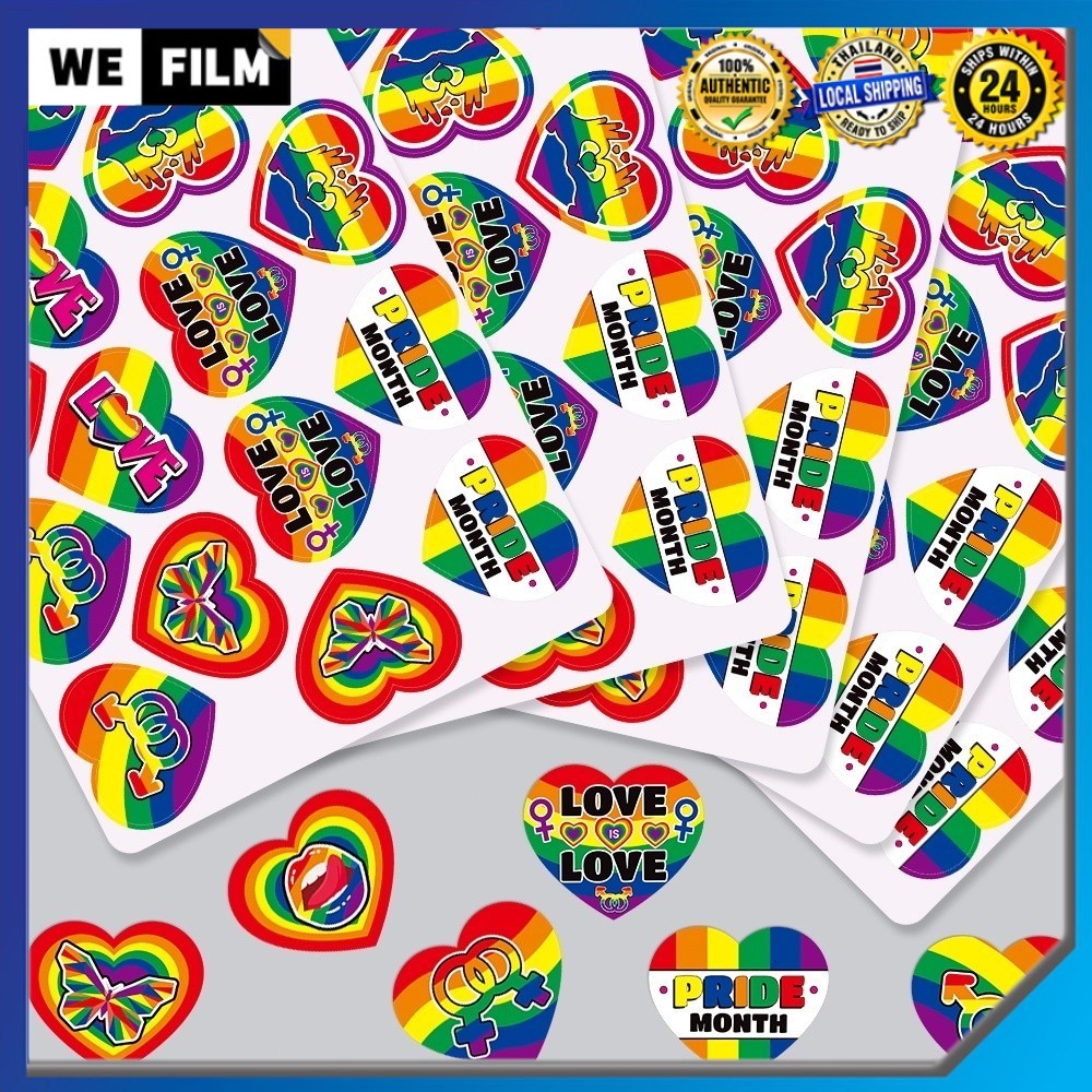 สติ๊กเกอร์ สีรุ้ง สัญลักษณ์ Love Is Love Rainbow LGBT sticker สายรุ้ง หัวใจสีรุ้ง สติ๊กเกอร์สีรุ้ง