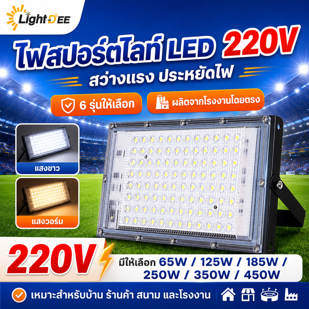 ไฟสปอตไลท์ ไฟส่องทาง ไฟถนน  led Floodlight 350W 450W พร้อมปลั๊กไฟ(รุ่นใหม่) กันน้ำ  ไฟสว่าง แสงสีขาว แสงสีเขียว แสงโทนอุ