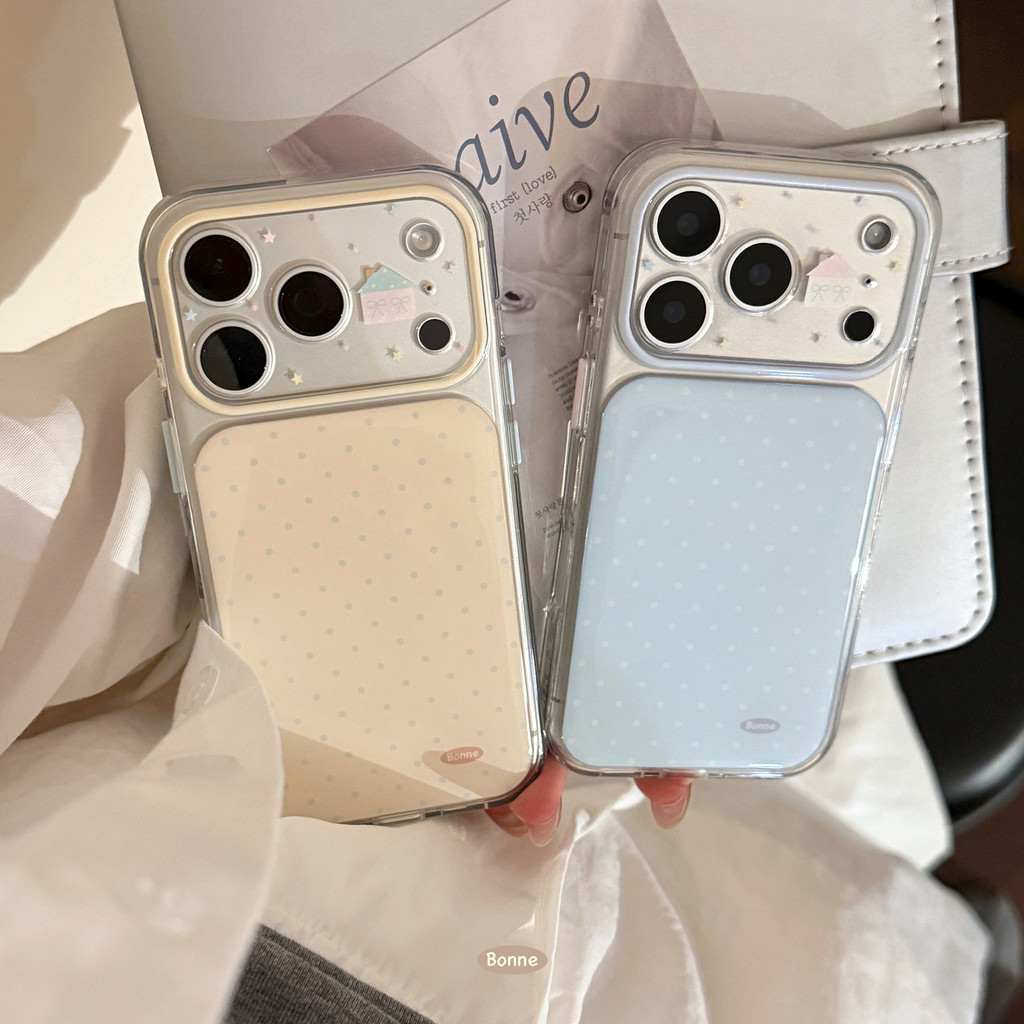 สไตล์เกาหลี Polka Dot House Apple 17promax เคสโทรศัพท์ iphone16 โปร่งใส 14 รวมทุกอย่าง 15 สไตล์น่ารักที่เหมาะสม