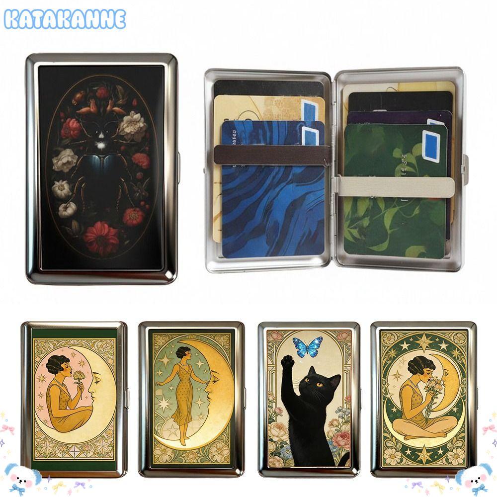 KATAKANE การ์ดวินเทจ, Easy Snap Vintage-Style Metal, วัสดุโลหะหรูหรา Multi-function อเนกประสงค์ออกแบบเงินสด ID Card Holder