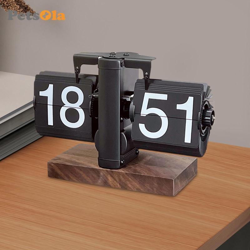 PETSOLA Flip Desk Clock Vintage Digital Flip Down Clock นาฬิกาพลิกอัตโนมัติ Creative Table