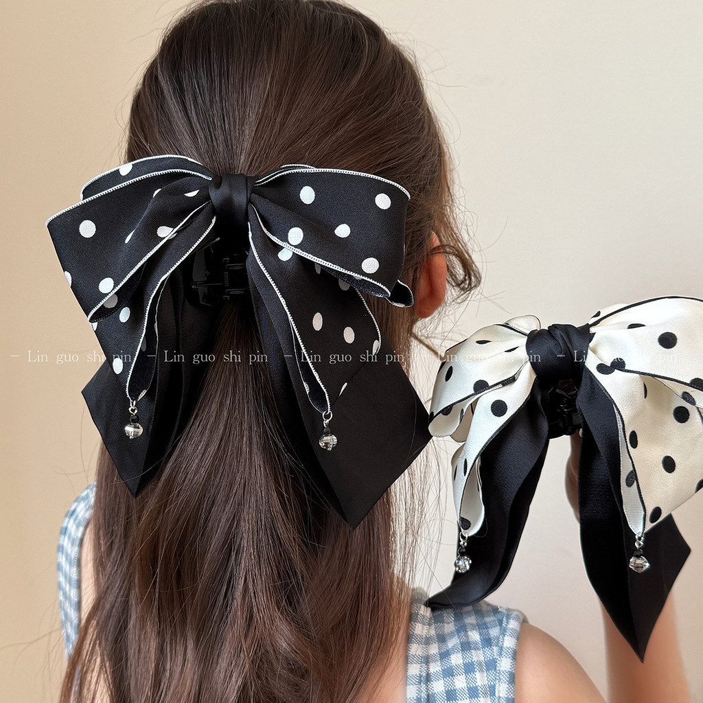 Polka Dot Bow ผ้าหางม้าคลิปหญิงที่สวยงาม Gripping คลิป