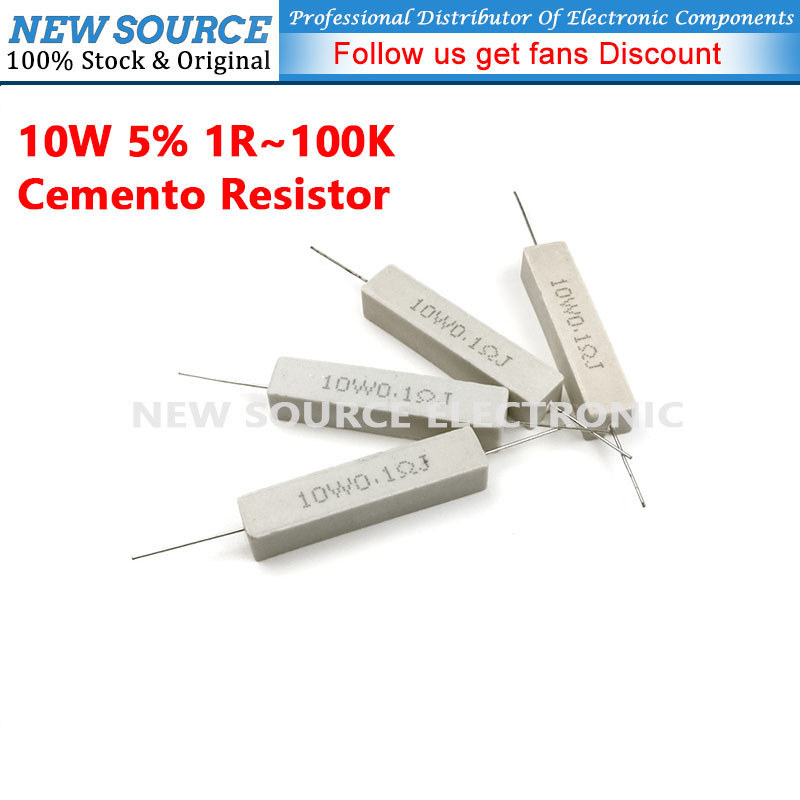 [2 ชิ้น] 10W 5% ตัวต้านทานพลังงานซีเมนต์ 1R 2.2R 4.7R 10R 27R 33R 68R 100R 680R 1K 10K 22K 100K แหล่