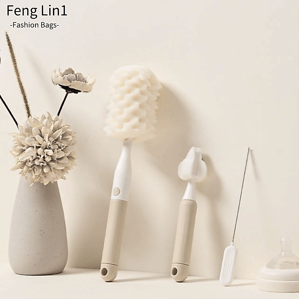 ชุดแปรงทําความสะอาดขวด FLIN, เครื่องขัดพื้นฟาง Pacifier ด้ามยาว 360 องศา, ชุดขนแปรงทนทานตามหลักสรีระศาสตร์แปรงฟางชุดเครื่องมือทําความสะอาดห้องครัว