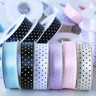 2.5เซนติเมตรลายจุดซาตินริบบิ้น,หลายสีโพลีเอสเตอร์จุดพิมพ์ผ้าริบบิ้น25ยามม้วนสําหรับห่อของขวัญเค้กโบว์ทําเองผมหัตถกรรมแต่งงานเด็กอาบน้ํางานเลี้ยงวันเกิดเบเกอรี่ตกแ