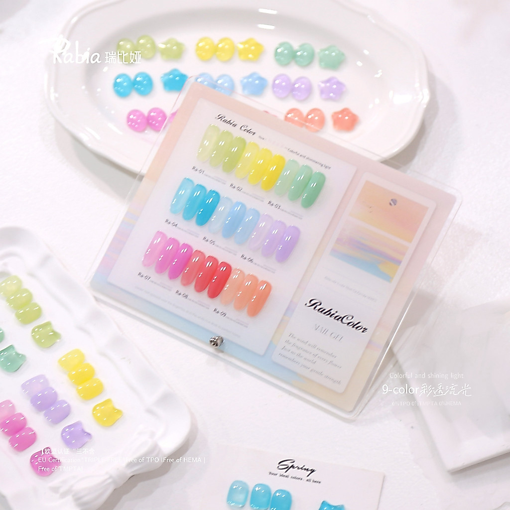 พร้อมส่ง✨   เซ้ทสี9สี RABIA สีเจลไซรัปเจลลี่ สีสดใน แถมฟรีชาร์จสี
