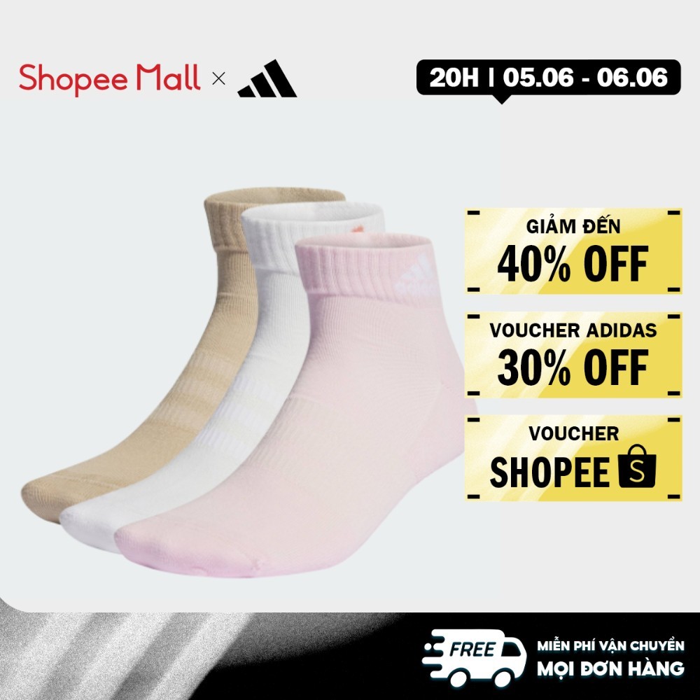 [เพียง 6.6 - VOUCHER 30%]adidas Lifestyle Set 3 Sportswear Unisex Cushioned Ankle Socks สีชมพู IP040