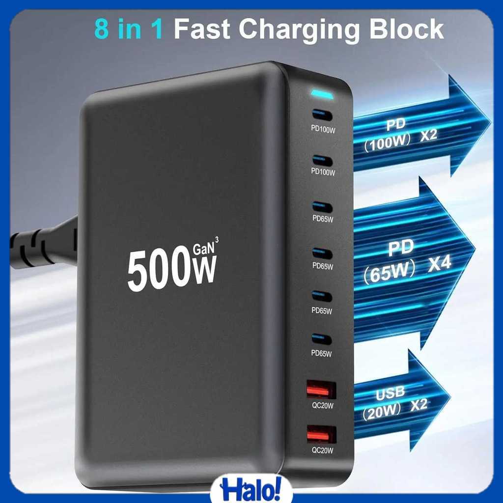 Taffia Charger USB Docking Station 8 พอร์ต Type C PD QC GaN3 500W - XSW-500W