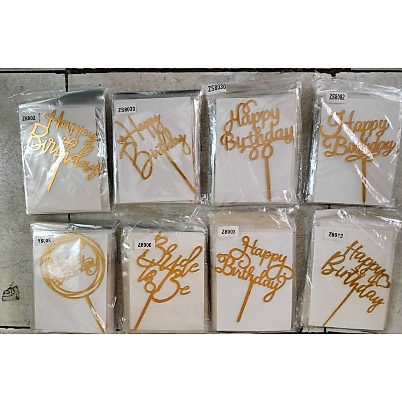 New Acrylic Happy Birthday & Anniversary Gold cake Topper (CANNOT CHOOSE MODEL)