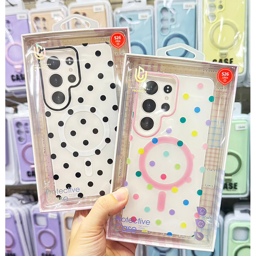เคส ชาร์จไร้สาย Polka Dots สำหรับ Samsung Galaxy S26Ultra/S25Ultra/S24Ultra/A57 5G Case For iPhone ไอโฟน 17 CU 001