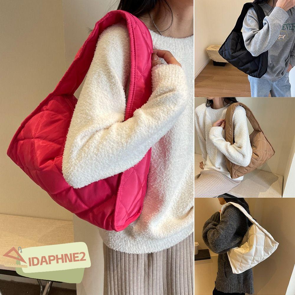 IDAPHNE2 กระเป๋าสะพาย,ความจุขนาดใหญ่ผ้า Quilted Tote กระเป๋า, Casual Rhomboid ลายสก๊อตใต้วงแขนกระเป๋าผู้หญิงหญิง