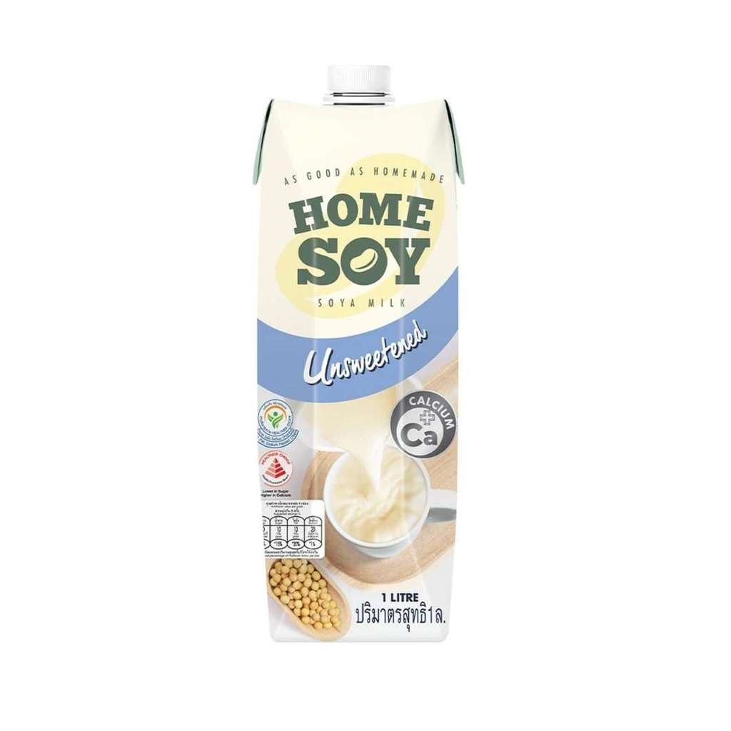 โฮมซอย นมถั่วเหลืองรสจืด Homesoy Soy Milk Unsweetened 1ltr.