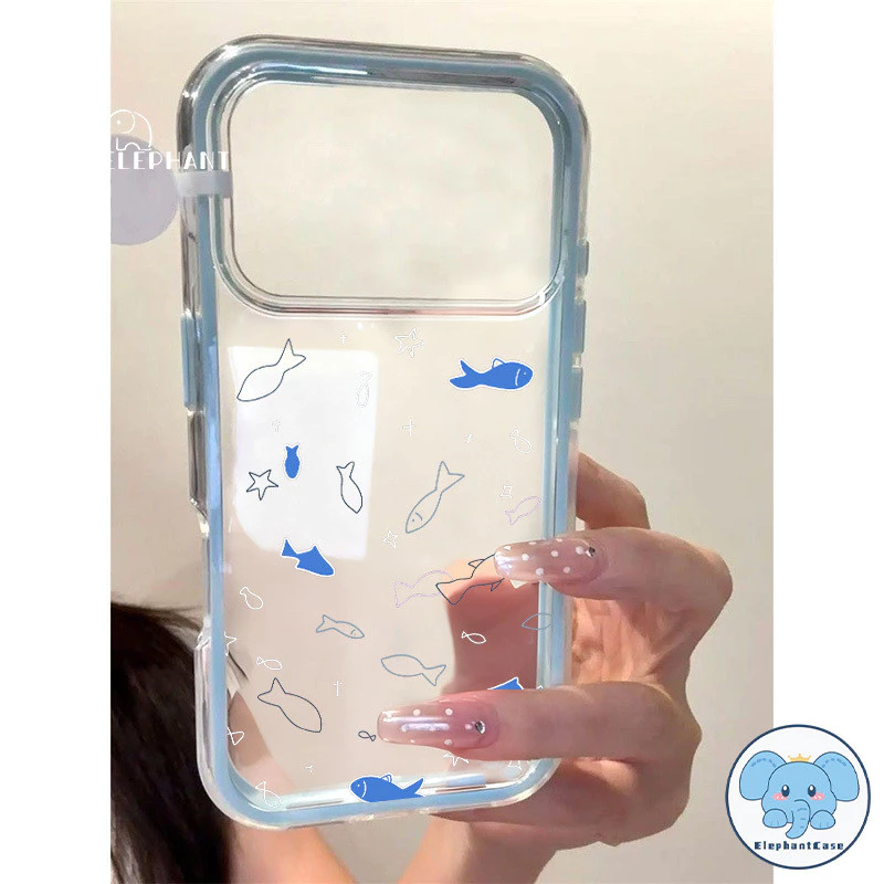สำหรับ IPhone 16 14 15 Plus 17 15 Air 16 11 13 XR 12 14 Pro Max 17 16 13 Pro เคสใสเปลี่ยนสี 2in1 ปลาน้ำเงิน กันกระแทก