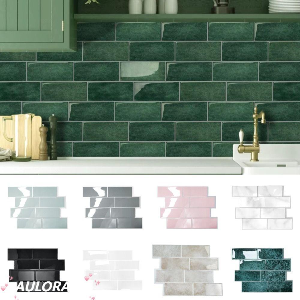 AULORAMT 1 ชิ้นกระเบื้องผนัง, PVC DIY Peel และ Stick วอลล์เปเปอร์,กันน้ํามัลติฟังก์ชั่ Self-กาวห้องครัว Backsplash ตกแต่งบ้าน
