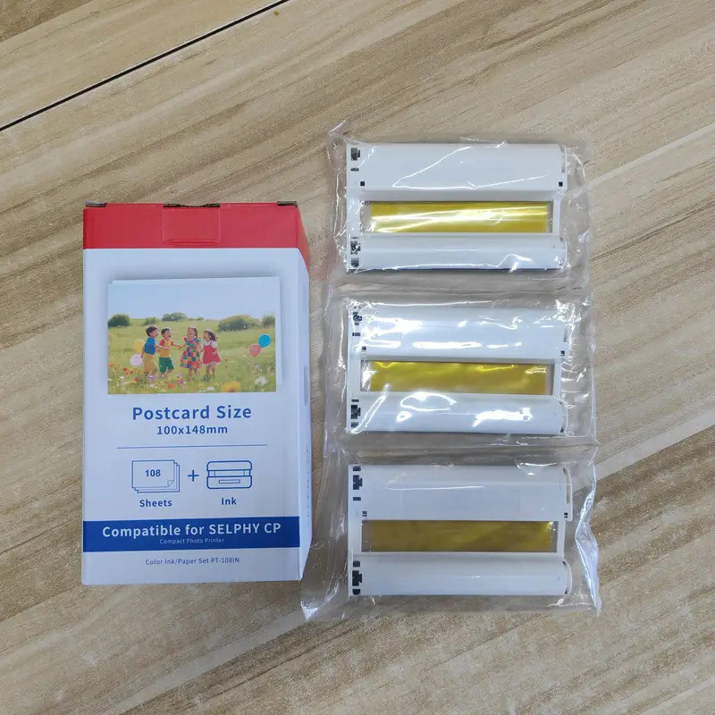 เข้ากันได้กับกระดาษภาพถ่าย Canon KP-108 Selphy CP1300 และตลับหมึกสีขาว kP-36in