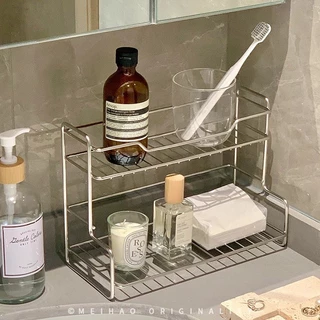 ชั้นวางของในห้องน้ำ ชั้นวางของเหล็กคาร์บอน บนโต๊ะ กันสนิม เก็บแปรงสีฟัน น้ำหอม เครื่องสำอาง สไตล์อินส ห้องน้ำ ครัว