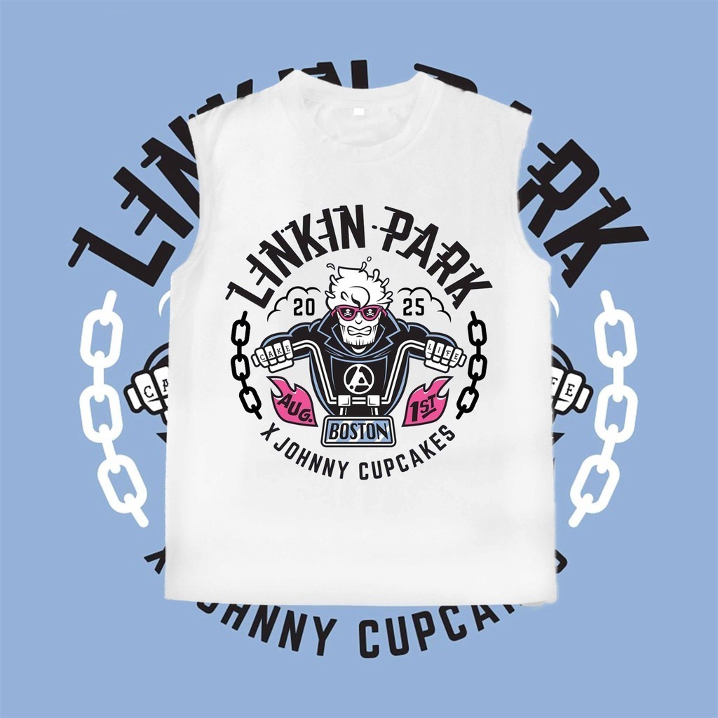 เสื้อกล้ามลายร็อก Johnny Cupcakes พบ Linkin Park สำหรับผู้ใหญ่ สไตล์สตรีทร็อกวงดัง ผ้าฝ้ายสวยงาม S-3XL
