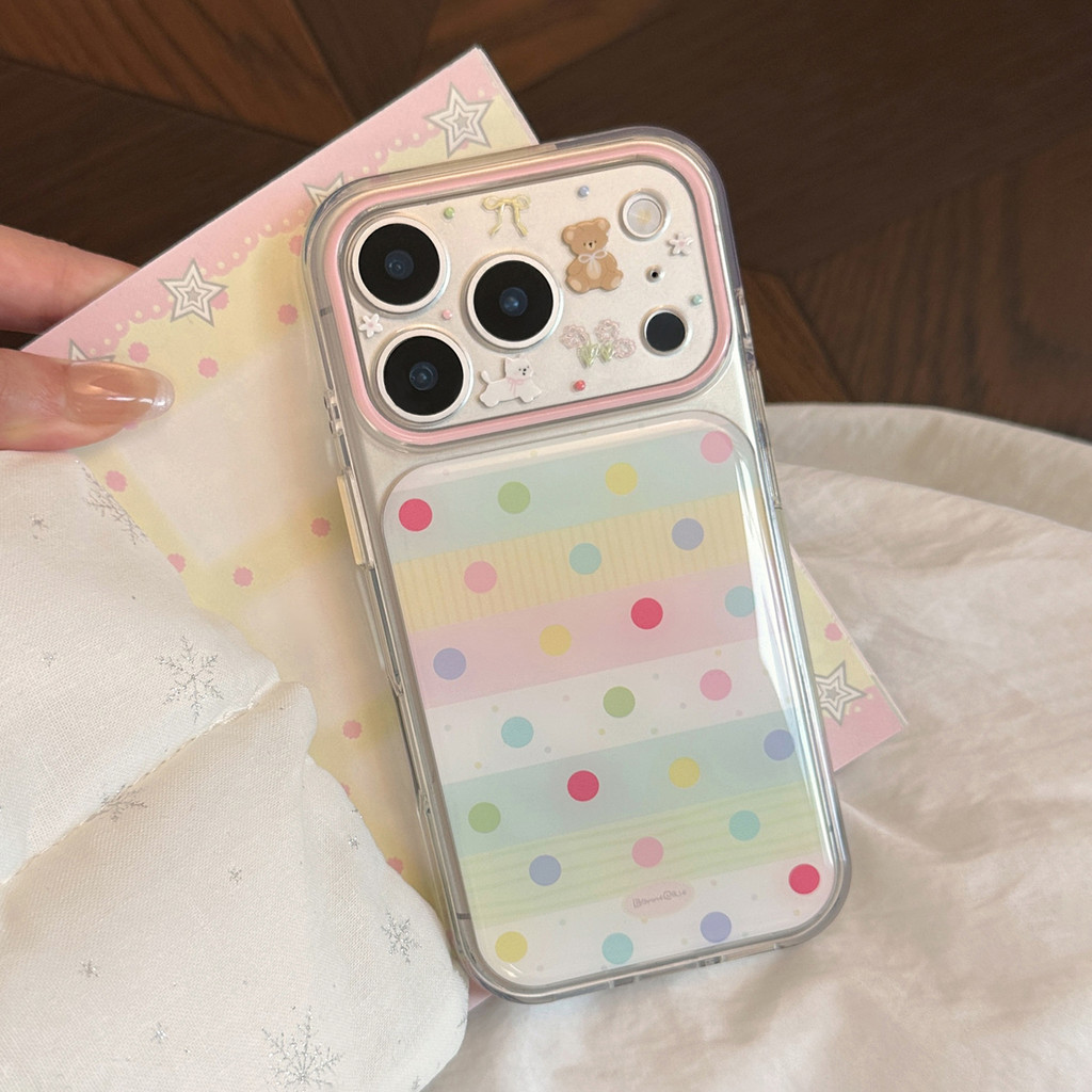 Polkadot Clear เรซิ่นเคสโทรศัพท์สําหรับ iPhone 17 Pro Max 16 15 14 Y2K น่ารัก Anti Fall Clear หลากสี