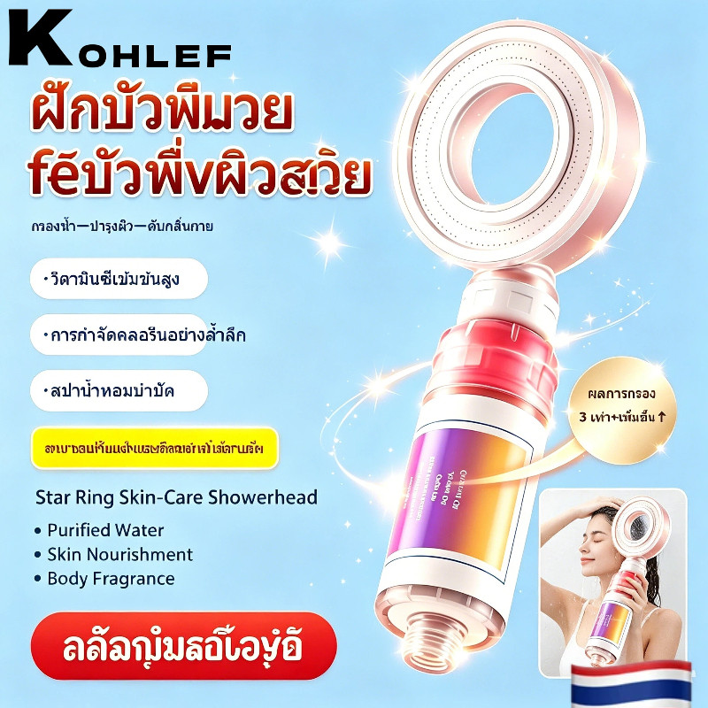 ฝักบัวอาบน้ำ Soar แรงดันสูง กลิ่นหอมอโรมา รีแล็กซ์ กลิ่นกุหลาบ ติดตั้งง่าย หุ้นไทย COD