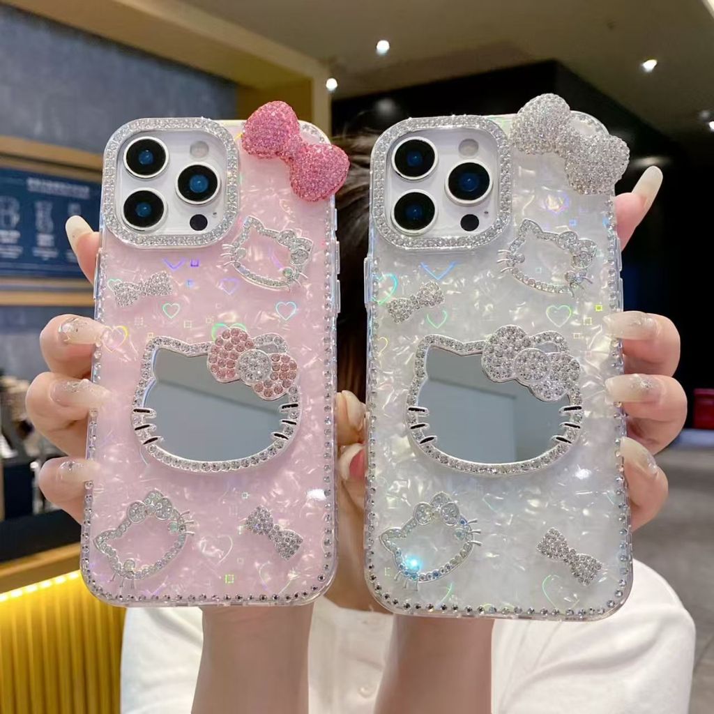 Rhinestone Bow KTแมวสําหรับOPPO A6C A6S A6T A6X A5X A5i A3X A79 A98 A76 A96 A74 A78 A60 A58 A53 A18 A38 A17 A16 A16 A15Z A15 A16 A17 Reno 6 7 ฝาครอบ