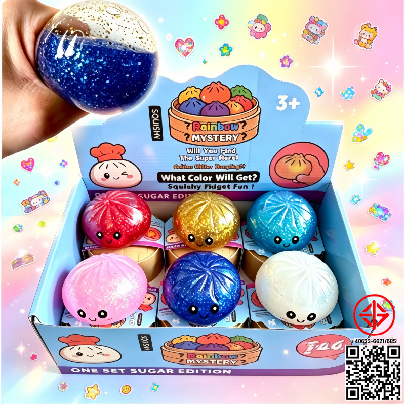 ของเล่นบีบคลายเครียด ซาลาเปาพุ่งฟอง สกุชชี่ซิลิโคน นุ่มหนึบ ของเล่นเด็ก ผู้ใหญ่ ชุด12ชิ้น