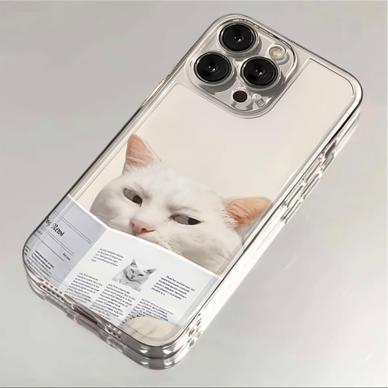News White Cat เหมาะสําหรับ iPhone 17 Pro โปร่งใสกันกระแทกรวมทุกอย่างเคสโทรศัพท์สนุก 16 Pro Max XR 1