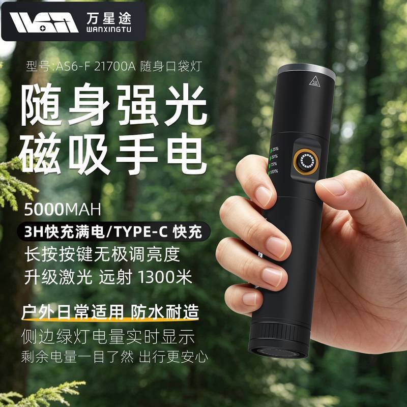 Magnetic Strong Light 7 Hours Long Endurance Outdoor Charging Super Bright Laser Zoom Flashlight Por