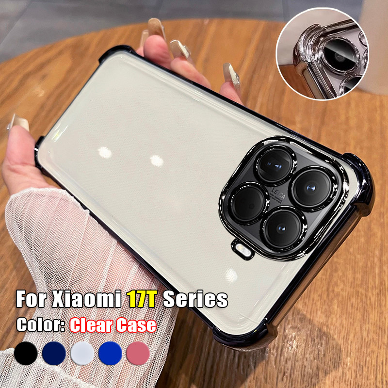 สีปลอกใสสําหรับXiaomi 17T 15T 14T Pro Xiaomi17T Xiaomi17TPro 17 T 5G Electroplateโปร่งใสTPUเคสโทรศัพท์Airกระเป๋ากันกระแทกปลอกป้องกันAnti-fall Soft Back C