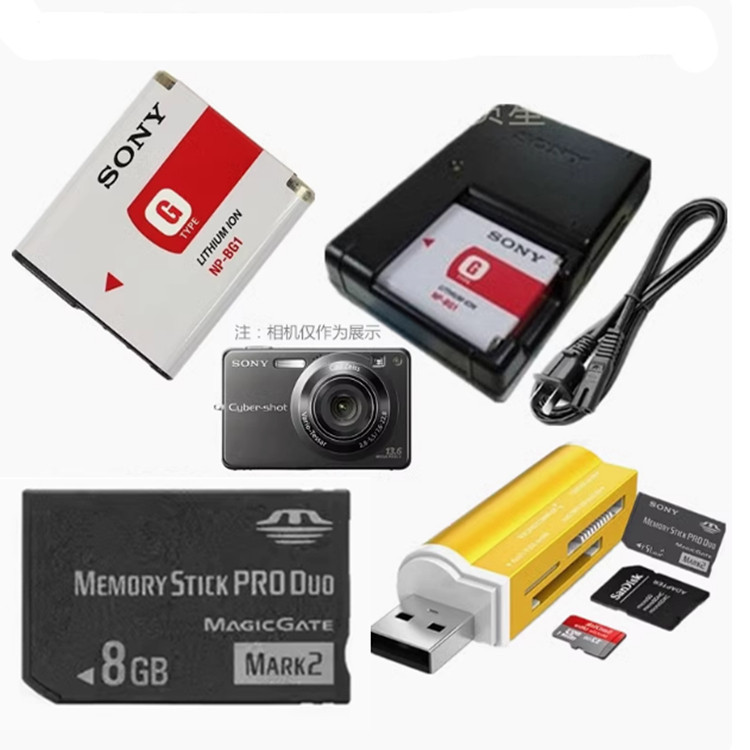 เหมาะสําหรับ Sony DSC-W270 W290 W210 W300W230 แบตเตอรี่กล้อง + เครื่องชาร์จ + 8G การ์ดหน่วยความจํา