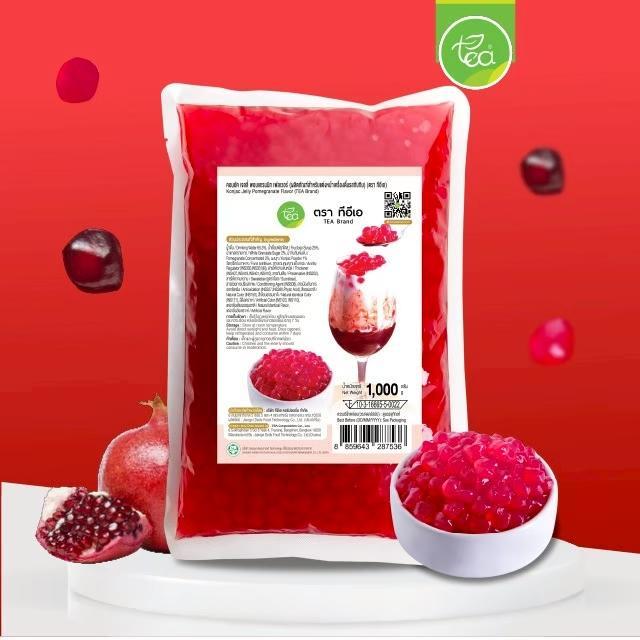 บุกไข่มุก บุกคริสตัล รสทับทิม Crystal Pearls Pomegranate ท็อปปิ้งเครื่องดื่ม ชาผลไม้ สมูทตี้ ขนาด 1,000 กรัม ตรา ทีอีเอ