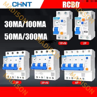 CHINT 30mA 100mA 300mA RCBO 10A 16A 20A 25A 32A 40A 63A NXBLE-63YH ประเภท C 1PP + N 2P 3P + N 4P 230V Residual Current Actuated Circuit Breaker
