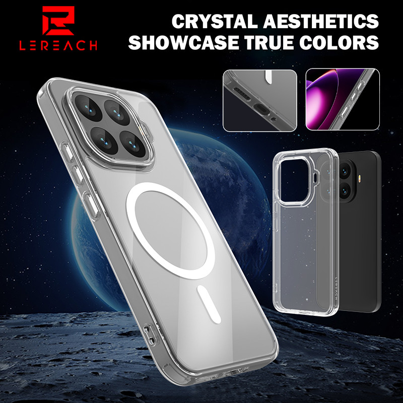 Lereach สําหรับ Xiaomi 17T Pro 15T Pro 17 Ultra Magnetic Case Crystal Clear กันกระแทกพร้อมเทคโนโลยี Anti Yellowing TPU PC Hybrid Design
