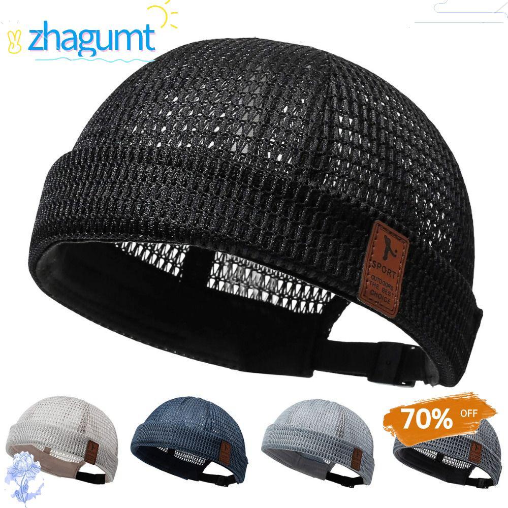 ZHAGUMT366 หมวกผิวแตงโม,Breathable Ultra-Light Docker Beanies หมวก,แฟชั่นปรับตาข่าย Brimless Skullcap ฤดูร้อน