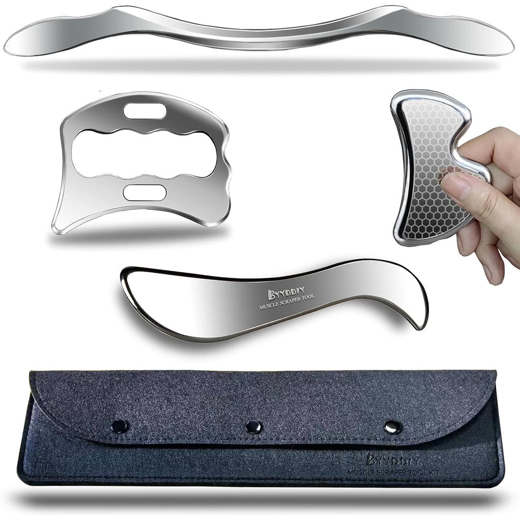 BYYDDIY สแตนเลส Gua Sha Muscle Scraper Scraping นวดชุดเครื่องมือ,IASTM เครื่องมือ, Great Soft เนื้อเ