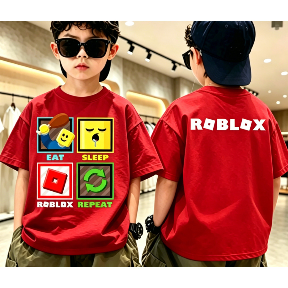 【จัดส่งภายใน 24 ชั่วโมง】ผ้าฝ้ายแท้ 100% / เสื้อยืดเด็ก / เด็กโลกเสมือน คอกลมแขนสั้น ขนาด 90-150