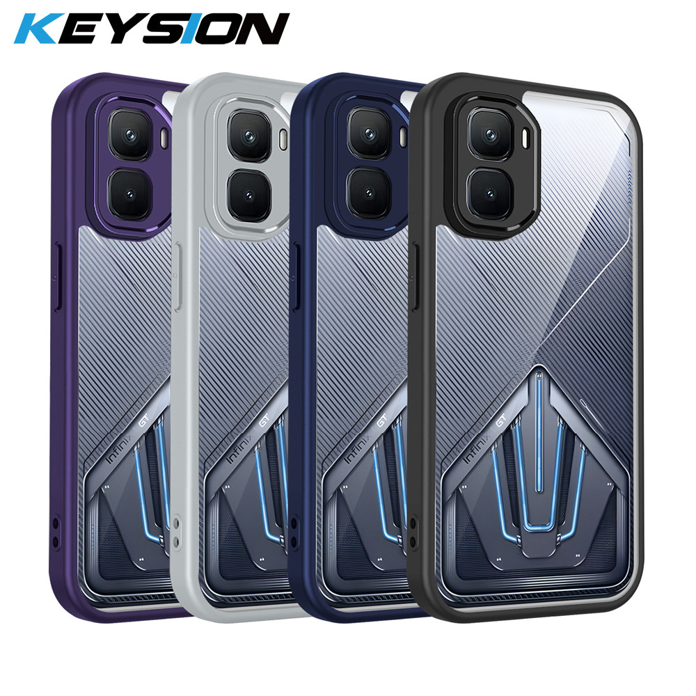 KEYSION เคสโทรศัพท์โปร่งใสสําหรับ Infinix GT 50 Pro ซิลิโคนอ่อนนุ่ม + PC HD กันกระแทกโทรศัพท์ฝาหลังสําหรับ Infinix GT 50 Pro