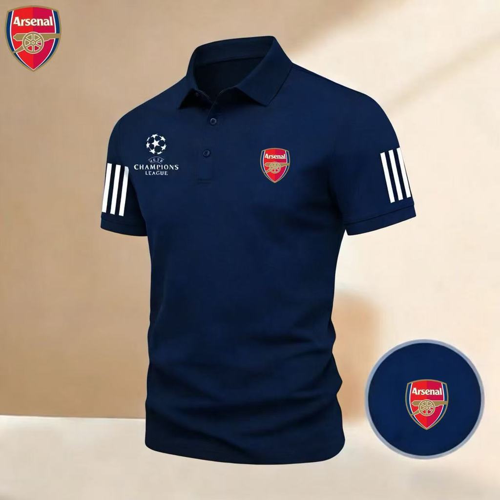 Championship Arsenal Sports Casual polo Shirt Short-Sleeved Football Training Breathable Lightweight Quick-Drying Lapel Top Mens Clothing [Ready Stock]