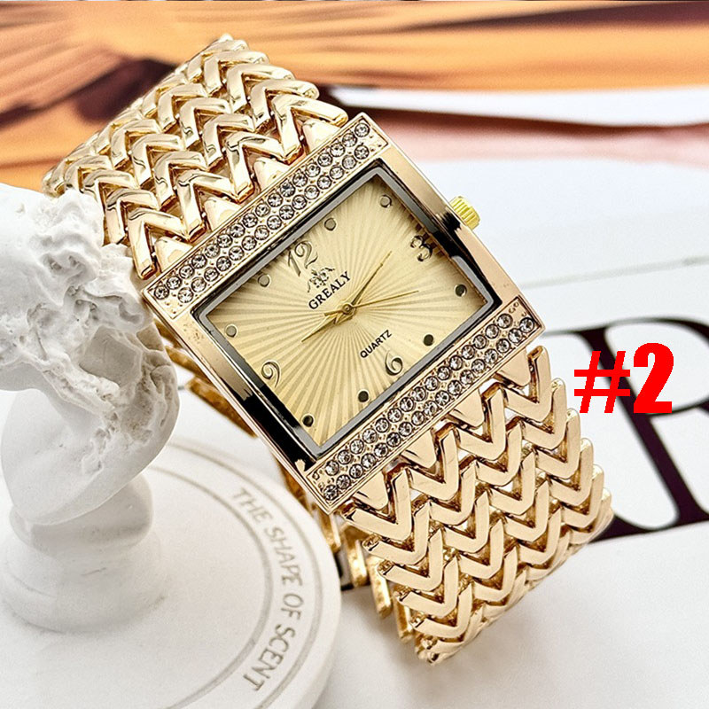 GREALY Minimalist & Stylish Classic Quartz นาฬิกาข้อมือผู้หญิงพร้อมสายเหล็กแบตเตอรี่