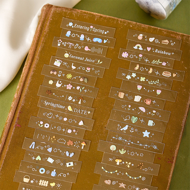 คลังสินค้าพร้อม 50 มม. * 2 เมตรธีม Four Seasons PET เทปไดคัทคู่มือตกแต่ง Collage All-match วัสดุคู่มือ DIY ภูมิทัศน์ตกแต่งสติกเกอร์เทป