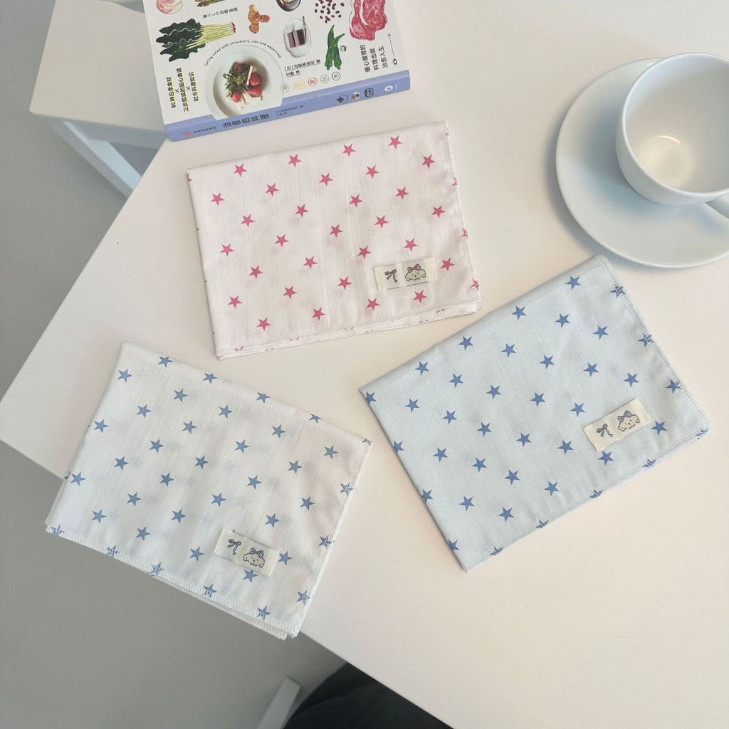 Ins สีชมพู Blue Star Double Layer Thin Cotton Placemat เดสก์ท็อปการถ่ายภาพตกแต่ง Props ห้องครัวฉนวนกันความร้อน Pad