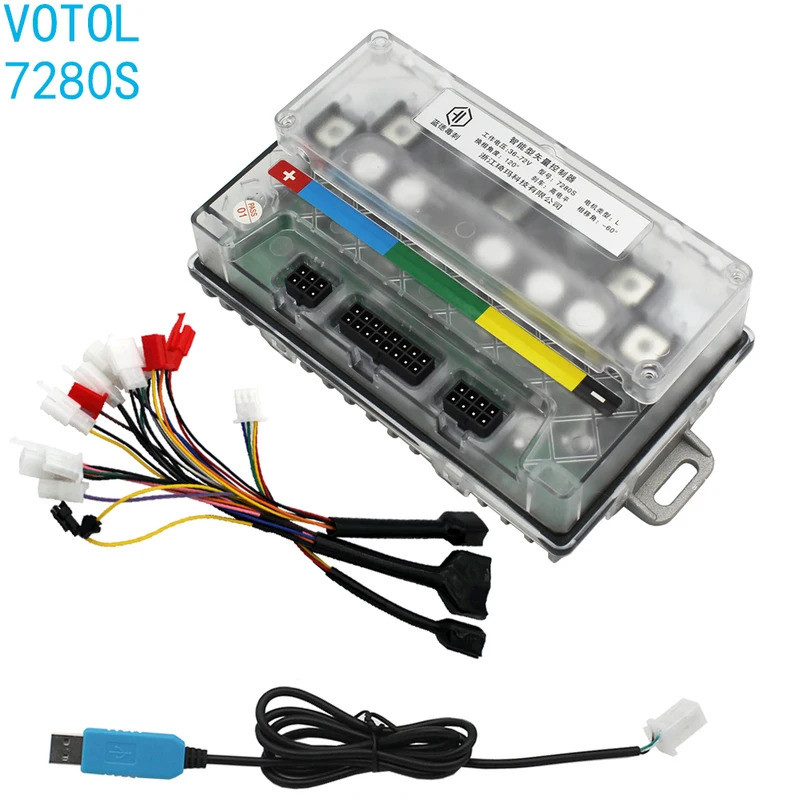 VOTOL EM50SP 7280S 80A 2kw2000W คอนโทรลเลอร์ DC แบบไม่มีแปรงมอเตอร์ QS รถจักรยานยนต์ไฟฟ้า โปรแกรมได้